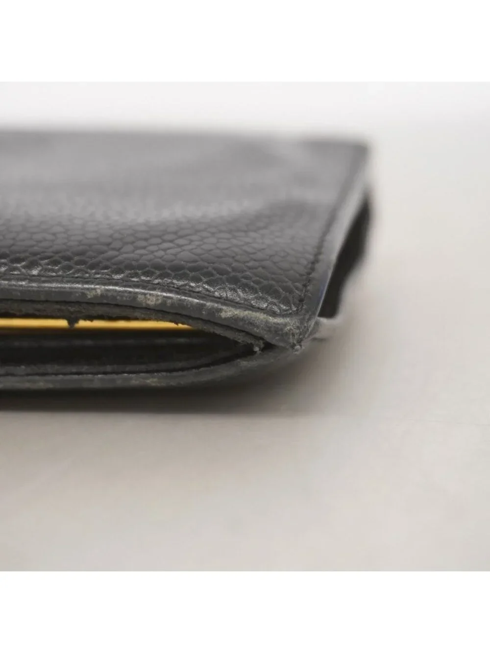 Chanel Wallet Caviar Leather Black Gold